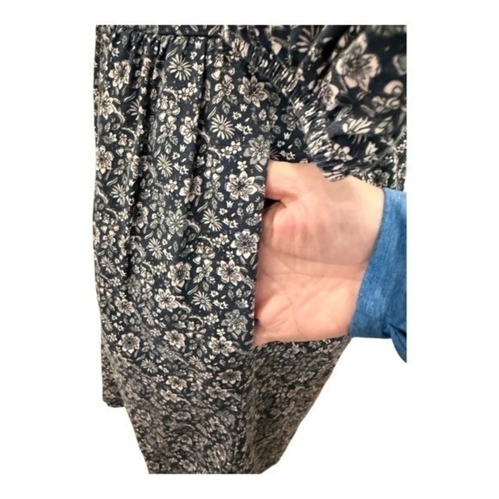 Boden Floral Puff Sleeve Square Neck Floral Print Navy and Pink Mini Dress US6 - Picture 6 of 9